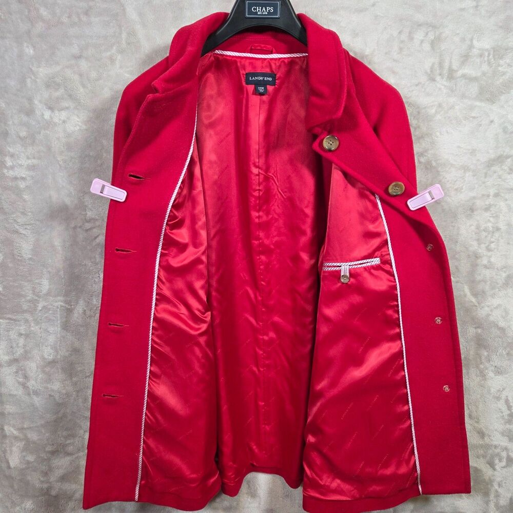 Lands' End Red Wool Angora Blend A-Line Swing Coat Womens 20W Lined 34" - Picture 3 of 8